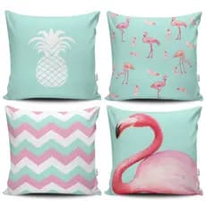 Kit 4 Capas de Almofada Decorativas Estampadas - Flamingo