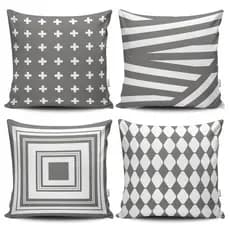 Kit 4 Capas de Almofada Decorativas Estampadas - Listras Cinzas