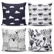 Kit 4 Capas de Almofada Decorativas Estampadas - Olho Grego