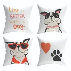 Kit 4 Capas de Almofadas Decorativas Estampadas - Cachorro Pug