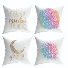 Kit 4 Capas de Almofada Decorativas Estampadas - Gratidão