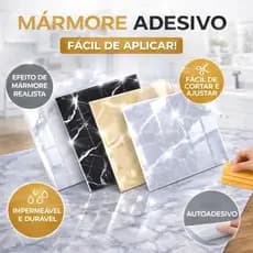 KIT COM 5 PLACAS MARMORE ADESIVAS ALTO BRILHO PAREDE E PISO