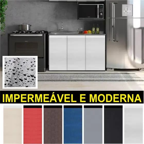 Cortina de Pia impermeável Adesiva com velcro - moderna e Pratica 1,38m x 0,80cm