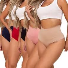 KIT 3 Calcinhas Pós Parto Cos Alto Gestante Cinta Compressão Modeladora Seca Barriga