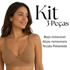 Kit 3 Sutiãs Bojo Removivel Alças Ajustáveis Confortaveis Excelente Sustentação
