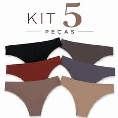Kit 5 Calcinhas Sem Costura Poliamida Confortaveis Discretas Não Marcam