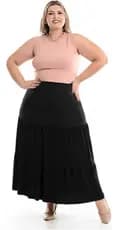 Saia Plus Size Longa Evangelica Preta 3 Marias Social