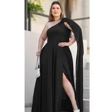 Vestido Plus Size Festa  Capa Longo Festa Madrinha Convidada Evento GG ao G4