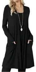 Casaco Cardigan Kimono Longo Bolso Feminino Blusa Inverno Roupa de Frio