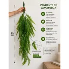 2 Buquê Pendente de Samambaia Folhagem Decorativa Verde Planta Artificial para Vaso e Decoração Área Gourmet e Jardins