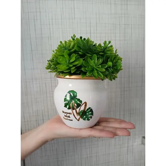 Vaso decorativo em Cerâmica com Planta Artificial