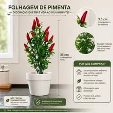 Folhagem Com Pimenta Artificial Decorativa 10 Pimentas para Decorar Cozinha e Área Gourmet Arranjo Ideal para Vasos