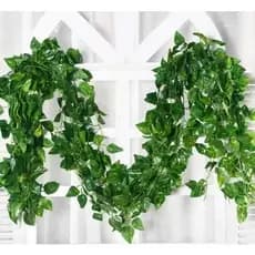 24 Metros Jiboia Folhas Pequenas Folhagem Verde Planta Artificial Pendente Trepadeira Decorativa e Realista = 12 Tiras
