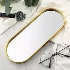 Bandeja Decorativa Multiuso Dourada e Espelhada para Banheiro, Lavabo e Decoração