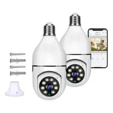 Kit 2 Câmeras Lâmpada Wifi Hd 1080p Infravermelho 360°