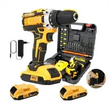 Parafusadeira Furadeira 48v Sem Fio Bivolt Com 2 Baterias Amarelo/preto 127/220v 50/60hz