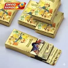 Kit Cartas Pokémon 55 Peças Gold Prata Edition Cards Raros e Colecionáveis - Envio Imediato