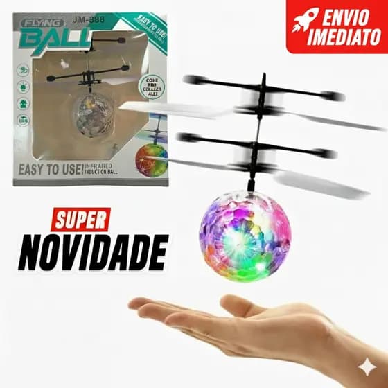 Robô Bola Voadora Drone com LED Brinquedo Luminoso e Flutuante Com sensor - Envio Imediato