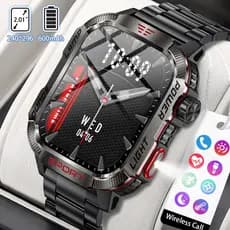 LIGE Lanterna De Luz LED Smartwatch Para Esportes Ao Ar Livre 600mAh Bateria Bluetooth Chamada À Prova D'água Homens