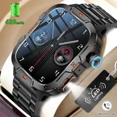 LIGE Novo Relógio Smartwatch 1.96 " Com Lanterna LED UV 420mAh Homens Bateria Grande Monitor De Saúde