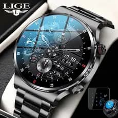 LIGE IP67 Bluetooth Relógio Inteligente À Prova D'água Chamada Smartwatch IPS Full Touch Screen NFC Control Smart Watch