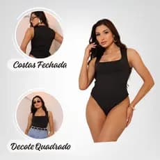 Body Feminino Regata Blusa Decote Quadrado Com Forro Estilo Blogueira Casual Modinha Ver茫o