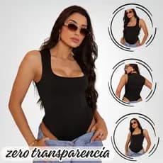 Body Feminino Suplex Regata Decote Quadrado Collant Alcinha Cavado B谩sico Zero Transpar锚ncia Academia Ver茫o