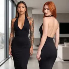 Vestido Feminino Longo Decote com Abertura nos Seios Suplex Moda Ver茫o Elegante Liso Luxo Festa Casual