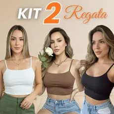 Kit 2 Cropped Regata Feminina Suplex Top Alcinha Blusinha Croped Moda Fitness Treino Ver茫o Premium