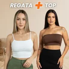 KIT Cropped Regata + Top Tule Faixa Suplex Tomara que Caia Fitness Ver茫o Al莽a Fina Tend锚ncia