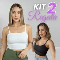 Kit 2 Cropped Feminino Regata Suplex Com Al莽a Fina Confort谩vel Ver茫o Casual  Forro Duplo Carnaval