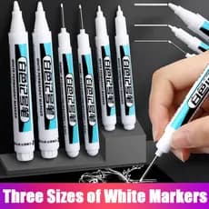 3/4Pcs Caneta Marcadora Oleosa Branca 2mm/1mm De Tinta Permanente À Prova D'água Para Material Escolar DIY Rock Plastic Leather Deep Hole Marker