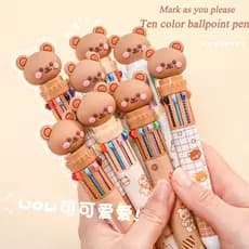 1 Pçs 10 Cores kawaii Ursinho De Pelúcia Dos Desenhos Animados Caneta De Imprensa multi-Cor Material Do Estudante Papela