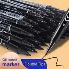 Caneta Marcadora Permanente Dicas Duplas Preto/Azul/Vermelho À Base De Óleo Material Escolar De Papelaria