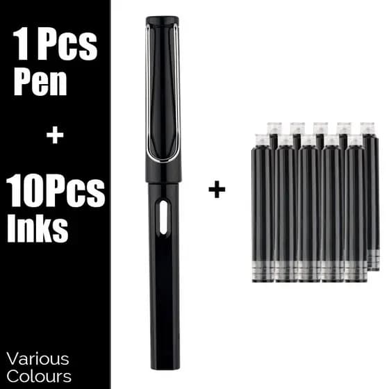 1 Caneta Fonte + 10 Tinta Kawaii Caligrafia gel Multifuncional 0,38mm EF Nib Material Escolar Canetas De Papelaria Escrita Estacionária