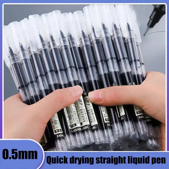 3/6 Pçs Canetas De gel Líquido Reto 0.5mm Esferográficas Para Estudantes Exame Papelaria Preto/Azul/Vermelho Bonito
