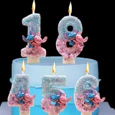 Novo Disney Stitch Aniversário 0-9 Vela Bolo Topper Mudança De Cor Criativo Stich Velas Digitais Crianças Decorações De