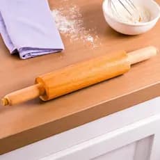 Rolo de Madeira Giratório 43cm – Abridor de Massa para Pizza, Bolo, Pão e Confeitaria