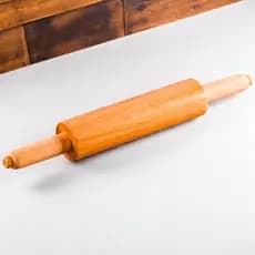 Rolo de Madeira Giratório 43cm – Abridor de Massa para Pizza, Pão, Bolo e Confeitaria