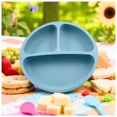 Prato Infantil de Silicone com Ventosa pratinho de bebê com divisórias Alimentar