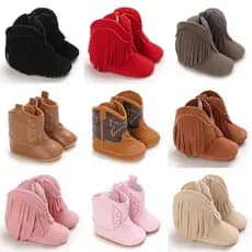 Botas De Bebê Vintage Borla Antiderrapante Sola Inverno Quente Meninos Meninas Ocidentais Neve Primeiros Caminhantes Sap