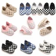 Novo Padrão De Tabuleiro De Xadrez Sapatos Preguiçosos Primavera E Outono Bebê Casuais Confortáveis Respiráveis Tênis De
