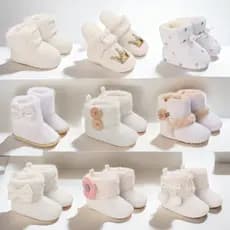 Botas De Neve Para Bebês De Inverno Série Branca Moda Algodão De Pelúcia Confortáveis Antiderrapantes Sapatos De Caminha
