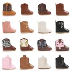 Botas De Bebê Retrô PU Fofas Estampadas Casuais Bordadas Adequadas Para De 0 A 18 Meses Sapatos De Caminhada Bebês