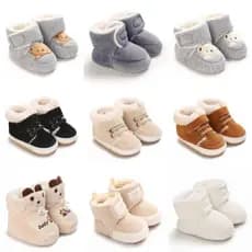 Inverno Novos Sapatos E Botas De Bebê Cor Sólida Pelúcia Quente Macio Antiderrapante Sola De Borracha Recém-Nascido Apre