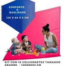 kit 10 colchonete grande 120x60x3 100x60x3 academia ginástica treino funcional yoga creches escolas