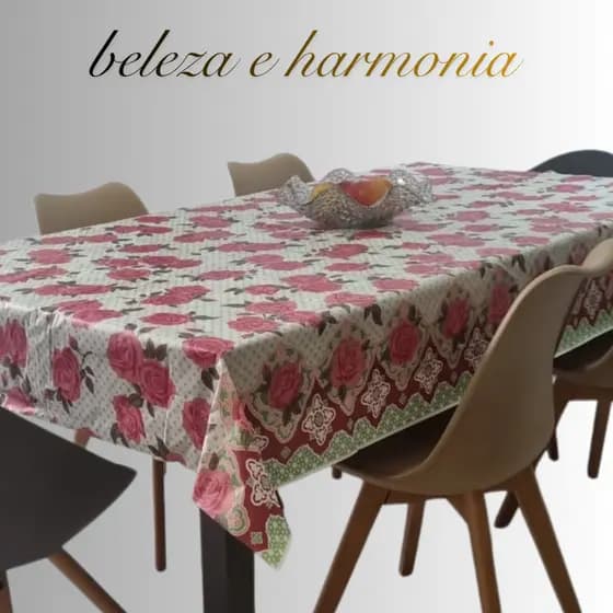 Toalha plástica de Mesa 04 e  06 lugares  Estampada Lavável Cozinha Jantar Moderna fácil limpeza