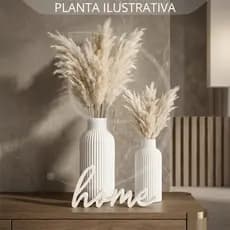 Kit Decorativo Minimalista Home 2 Vasos Cachepô Moderno + Palavra Estilizada