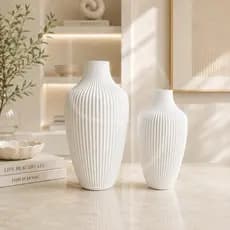 Kit 2 Vasos Cone Ripados Decorativos Moderno Para Sala, Quarto, Cozinha Impressão3D
