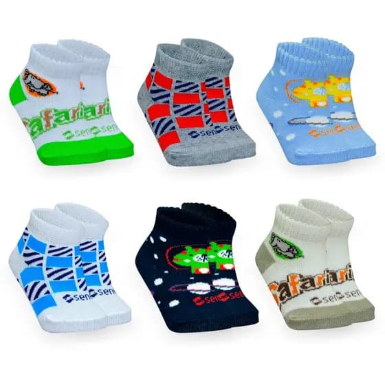Meia Bebe Recem Nascido 0 A 6 Meses Menino Masculina Estampada Desenho